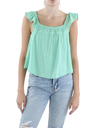 Derek Heart Juniors Womens Cotton Ruffle Strap Pullover Top In Multi
