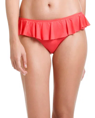 Cole Of California Core Solids Ruffle Hipster In Coral In Pink