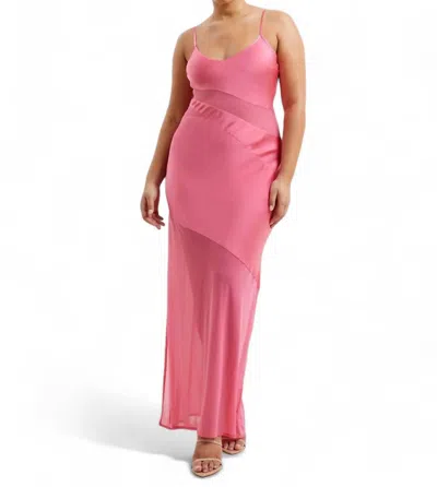 French Connection Inu Satin Strappy Dress In Camellia Rose In Multi