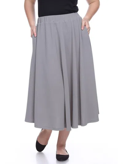 White Mark Plus Size Tasmin Flare Midi Skirt In Grey