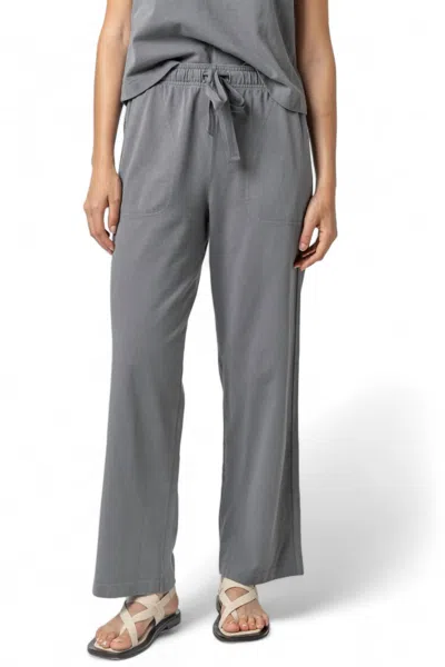 Lilla P Drawstring Waist Pant In Granite In Black