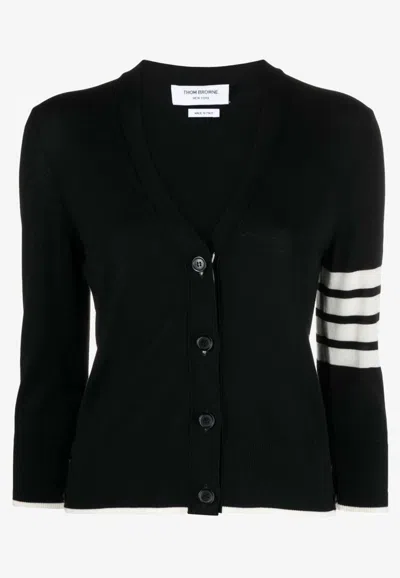 Thom Browne 4-bar' Black Wool Cardigan In Black