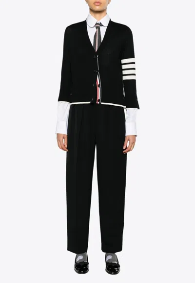 Thom Browne 4-bar' Black Wool Cardigan In Black