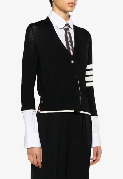 Thom Browne 4-bar' Black Wool Cardigan In Black