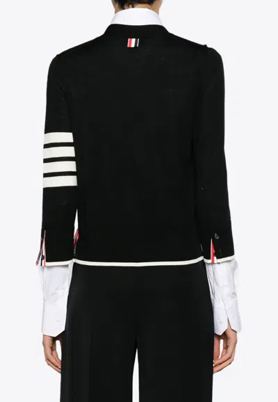 Thom Browne 4-bar' Black Wool Cardigan In Black