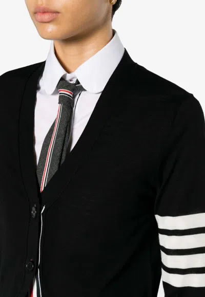 Thom Browne 4-bar' Black Wool Cardigan In Black