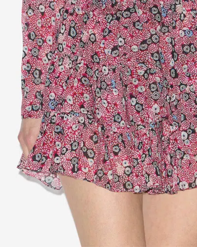 Isabel Marant Étoile Jocadia Abstract-print Ruffled Shorts In Raspberry-black
