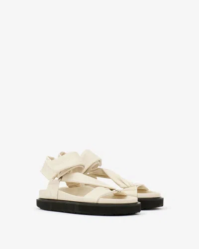 Isabel Marant Naori Leather Sandals In White