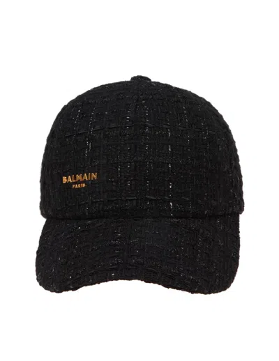 Shop Balmain Hat With Wool Flap In Black