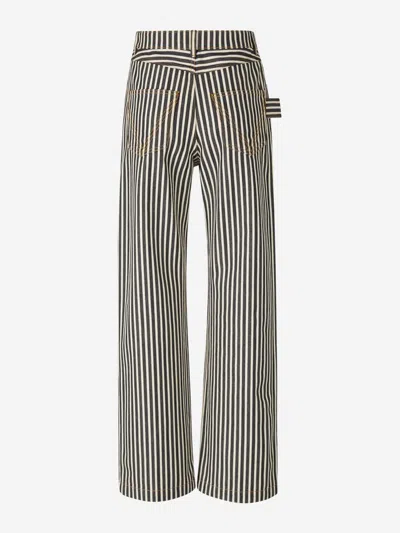 Shop Bottega Veneta Striped Drill Trousers In Striped Motif