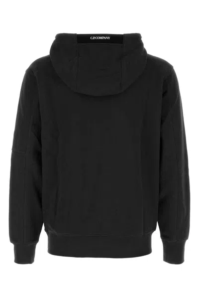 C.p. Company Men Sweatshirts Sweat Hooded In Diagonal Raised Fleece In Black