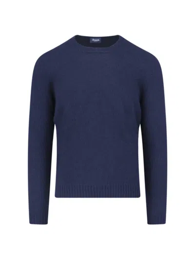 Drumohr Basic Sweater In Blue Wool Navy Tone In Blue