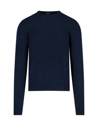 Drumohr Classic Sweater In Blue Cashmere Navy Tone In Blue