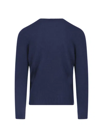 Drumohr Basic Sweater In Blue Wool Navy Tone In Blue