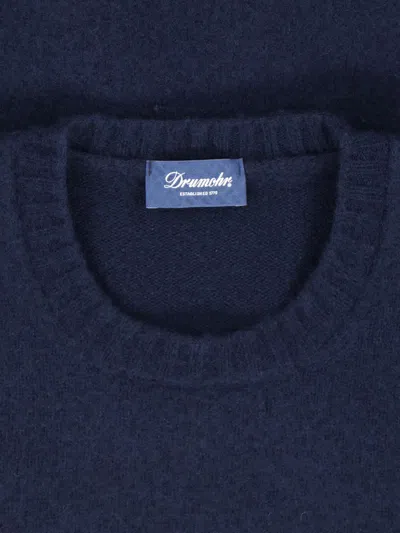 Drumohr Basic Sweater In Blue Wool Navy Tone In Blue