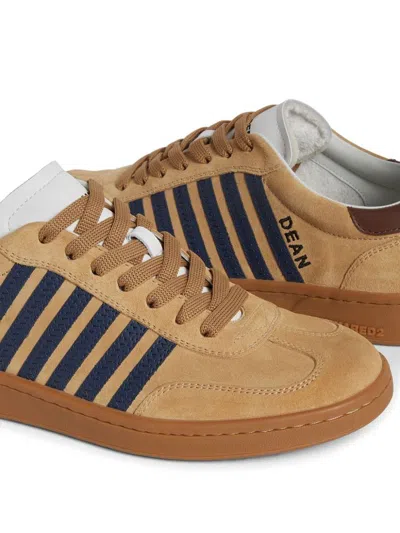 Shop Dsquared2 Free Leather Sneakers In Beige