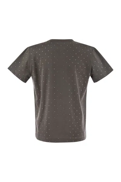 Fabiana Filippi Jersey T-shirt With All Over Embroidery In Grey