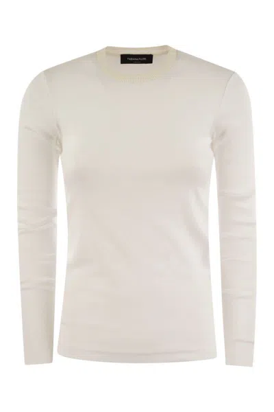 Fabiana Filippi Long-sleeved T-shirt In Jersey In White