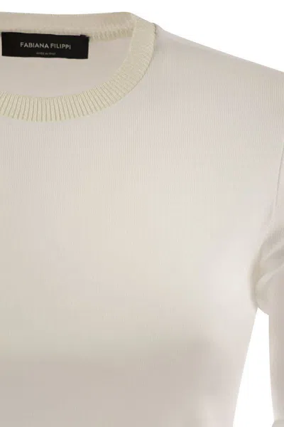 Fabiana Filippi Long-sleeved T-shirt In Jersey In White