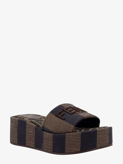 Shop Fendi Sandals In Brown