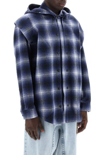 Shop Y/project Flannel Overshirt In Blue