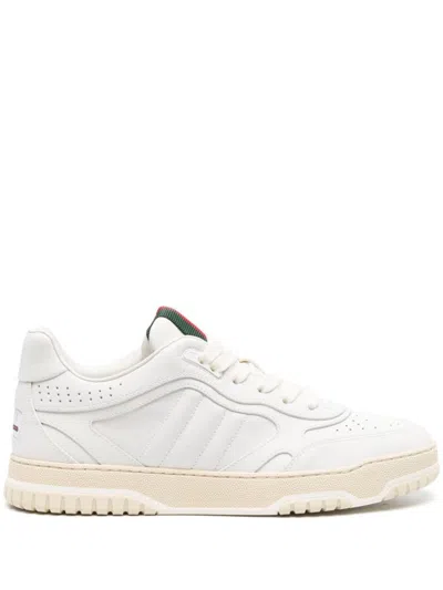 Shop Gucci Re-web Leather Sneakers In White