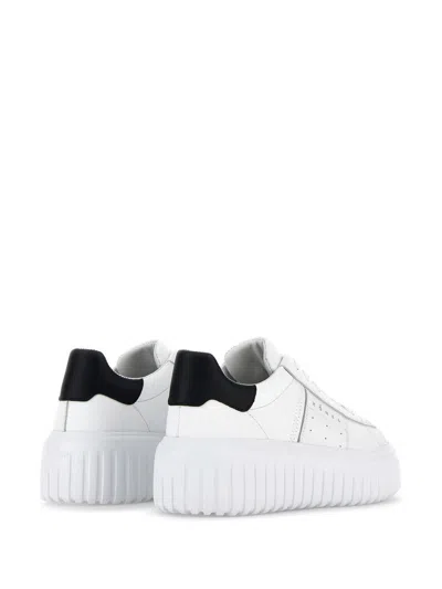 Shop Hogan White Leather Sneakers