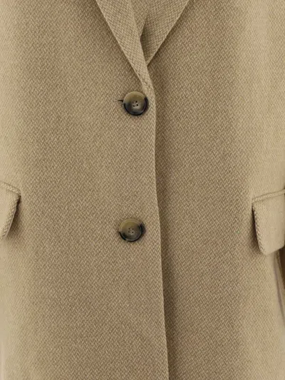 Isabel Marant Étoile Tailored Textured Fabric Coat With Back Vent In Beige