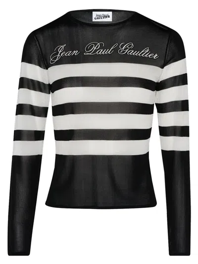 Shop Jean Paul Gaultier Mariniere Print Top In Black