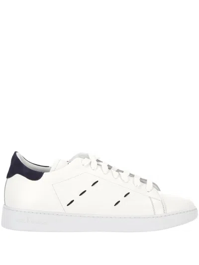 Shop Kiton Sneakers In Bianco/blu Inchiostro