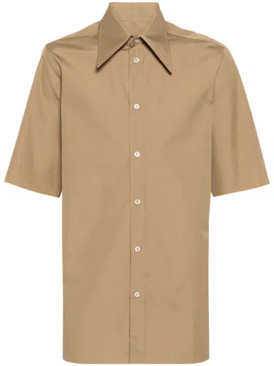 Shop Maison Margiela Pointed Collar Shirt In Brown