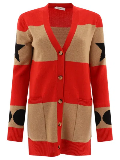 Shop Max Mara "valido" Wool And Cashmere Cardigan In Red