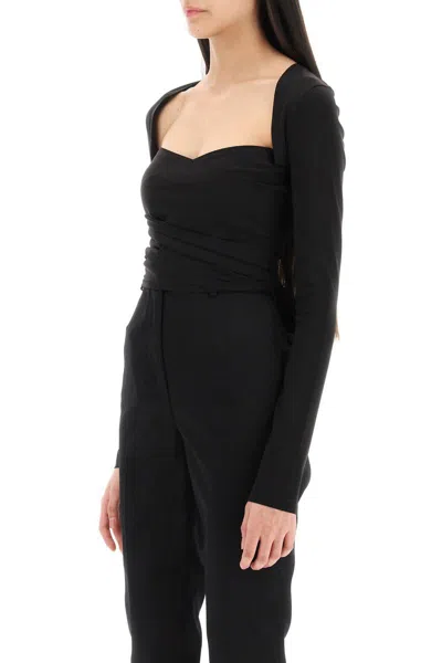 Shop Dolce & Gabbana Milano Stitch Jersey Shrug In Black