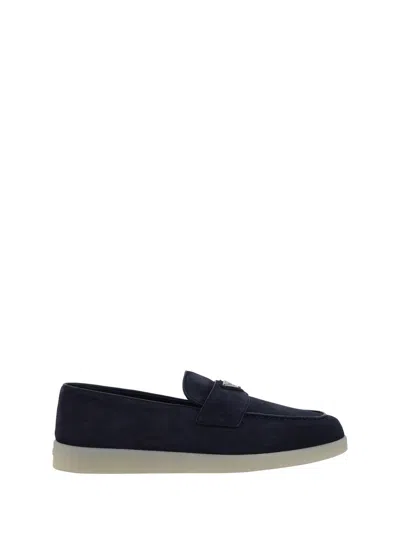 Shop Prada Loafers In Bleu