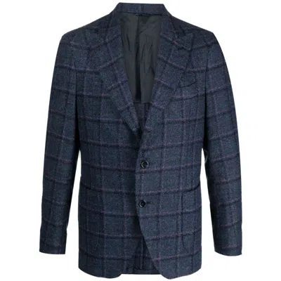 Gabo Napoli Check-pattern Single-breasted Blazer In Blue/purple