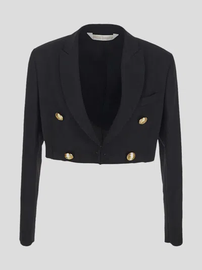 Shop Palm Angels Cropped Boyfriend Blazer In Black Gold