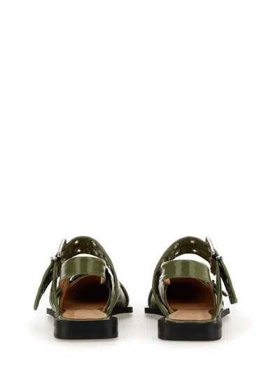 Shop Ganni Ballerina With Buckle In Green