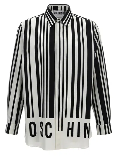 Shop Moschino Contrast Print Shirt In White/black