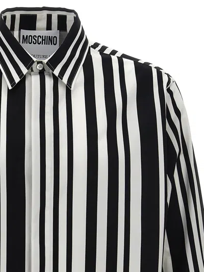 Shop Moschino Contrast Print Shirt In White/black