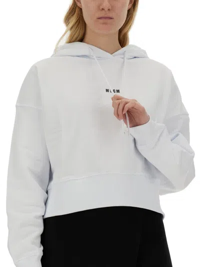 Shop Msgm Sweatshirt With Logo In White