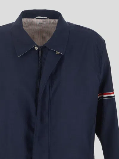 Shop Thom Browne Relaxed Zip Front Jacket In Deepblue