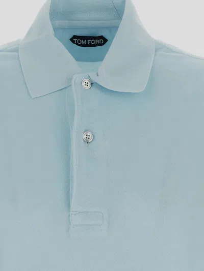 Shop Tom Ford Cotton Polo In Crystalblue