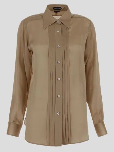 Shop Tom Ford Silk Shirt In Softbeige