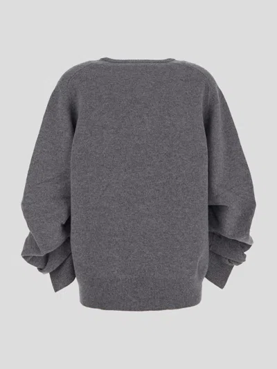 Tory Burch Gathered Sleeves Sweater In Grey