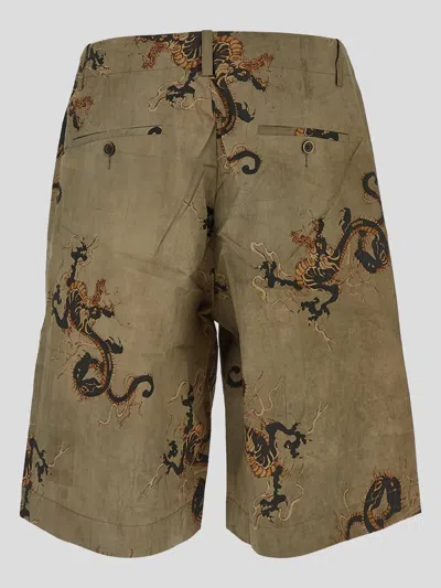 Uma Wang Pallor Cotton Bermuda Shorts In Tanblack