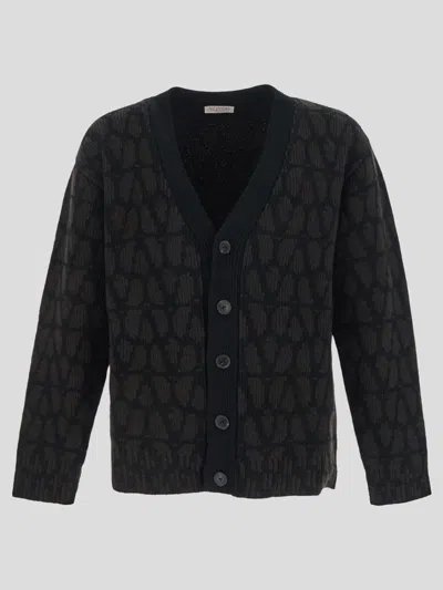 Shop Valentino Toile Iconographe Knit Cardigan In St.toile Iconograph Ebano/nero