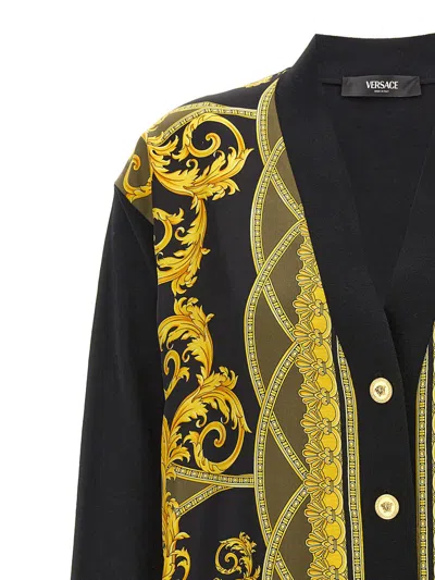 Shop Versace 'la Coupe Des Dieux' Cardigan In Black