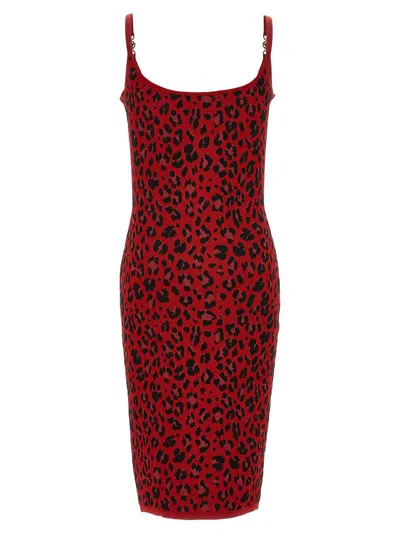 Shop Versace 'medusa' Animal Dress In Red