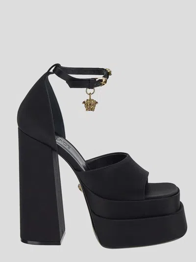 Shop Versace Medusa Aevitas Platform Sandals In No-color