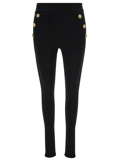 Balmain Button-embellished Stirrup Leggings In Black